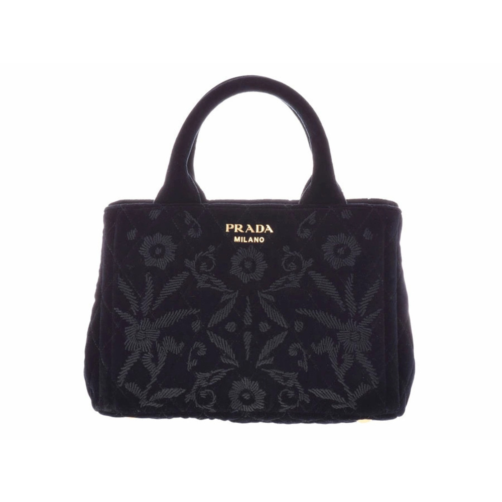 Prada velvet handbag black strap card
